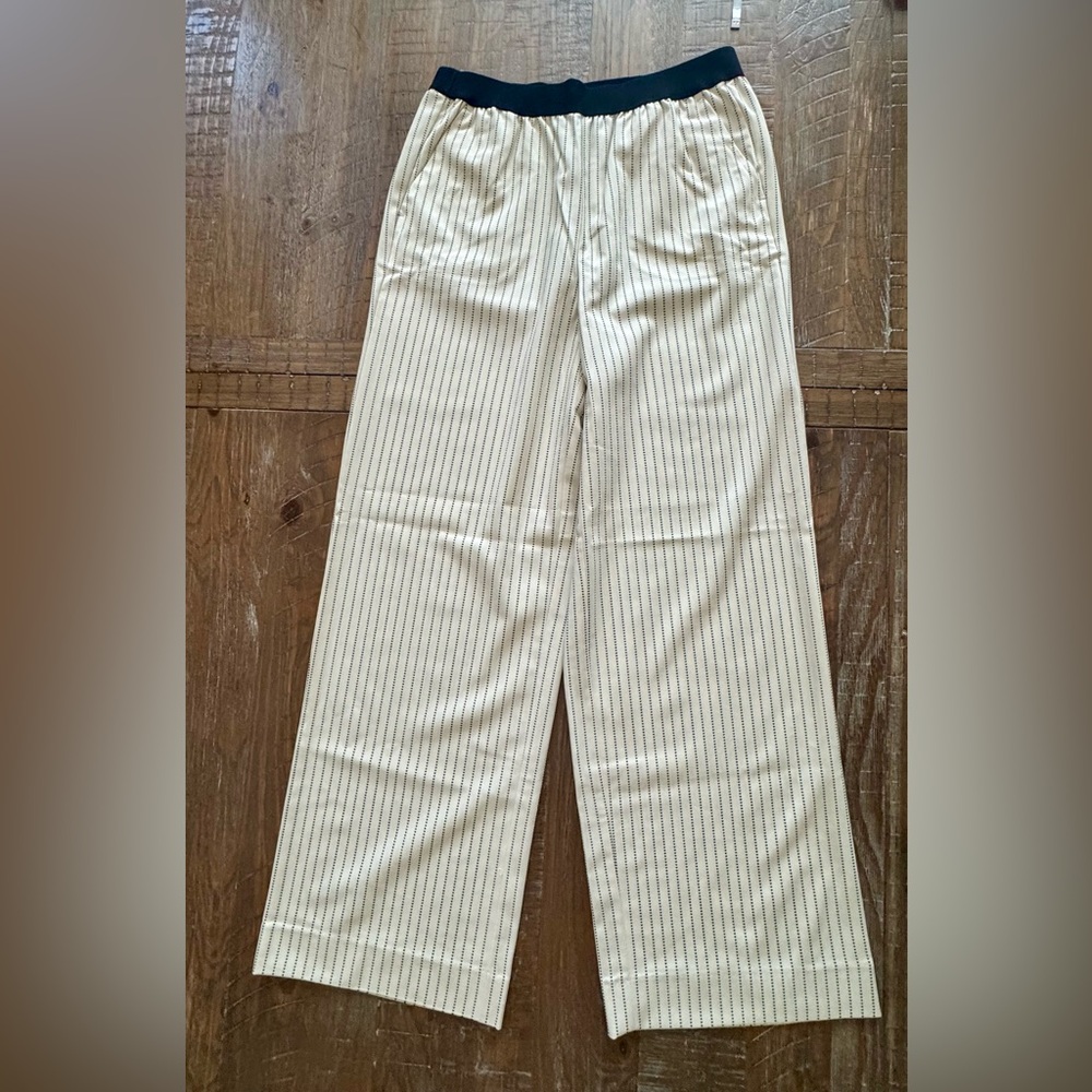 NEW Women’s Banana Republic Cream Pinstripe Wide-Leg Pants, Size Small